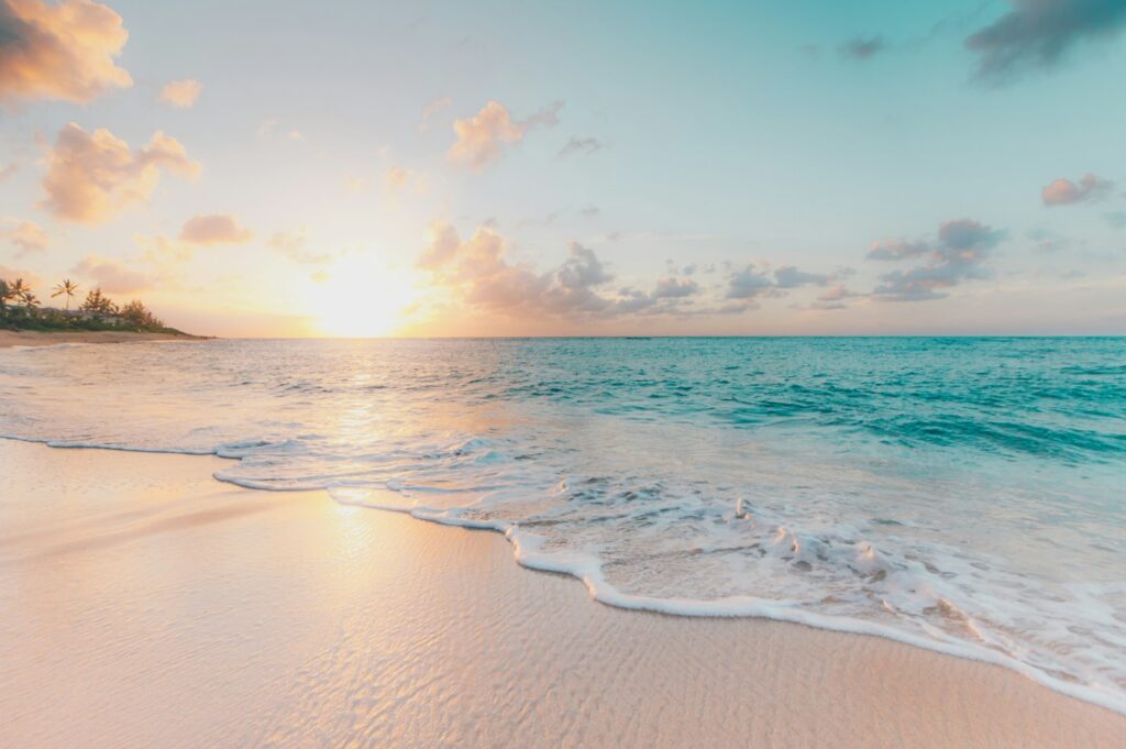 Sample photograph: soft waves on a sunlit beach